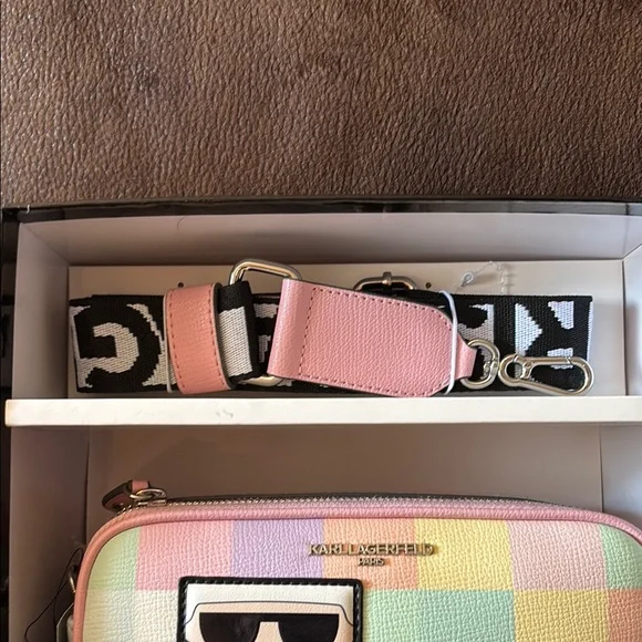 Karl Lagerfeld & Cat Blush Combo Crossbody Bag NIB - Picture 2 of 9